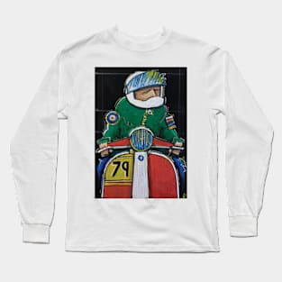 Retro Scooter, Classic Scooter, Scooterist, Scootering, Scooter Rider, Mod Art Long Sleeve T-Shirt